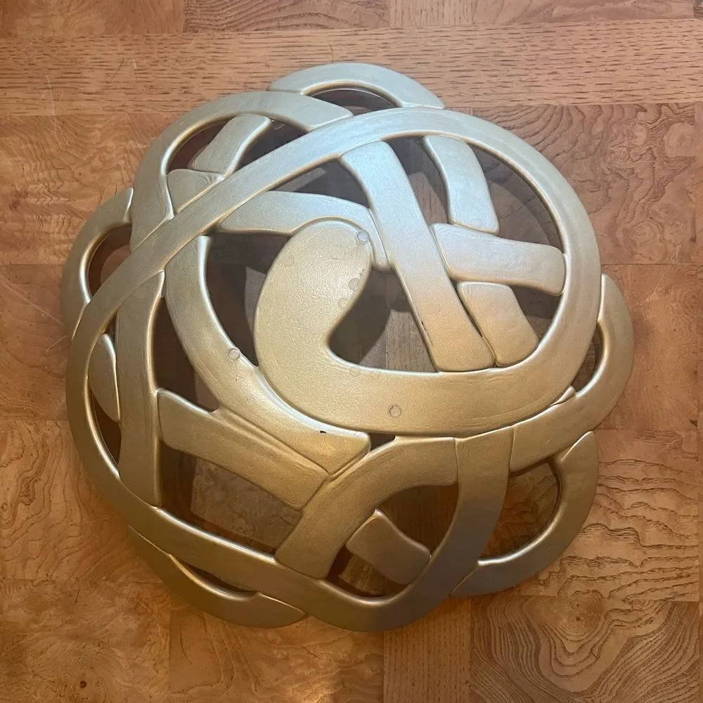 DECORATIVE GOLDEN Bronze Lattice Celtic Knot Weave Bowl!